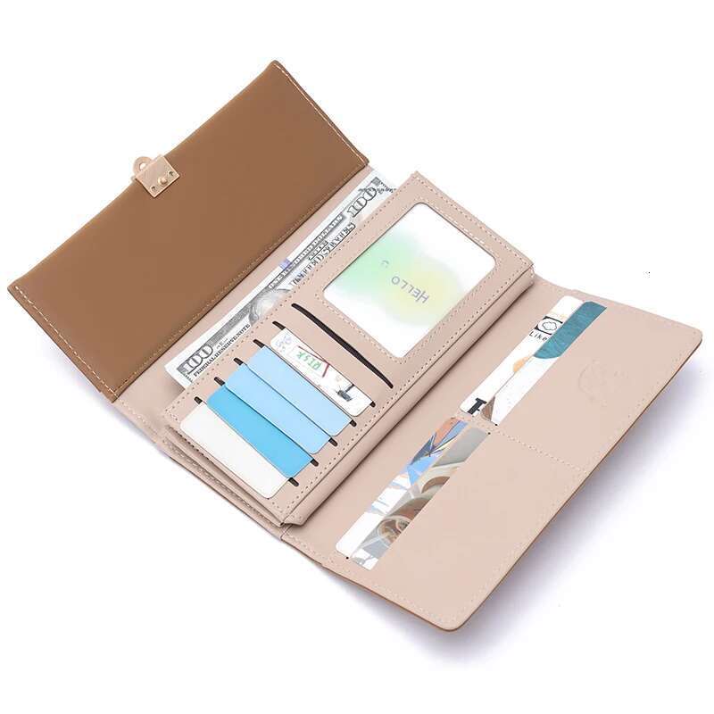 Autumn winter new wallet women's long and South Korea small fresh PU leather solid color three fold bag simple s