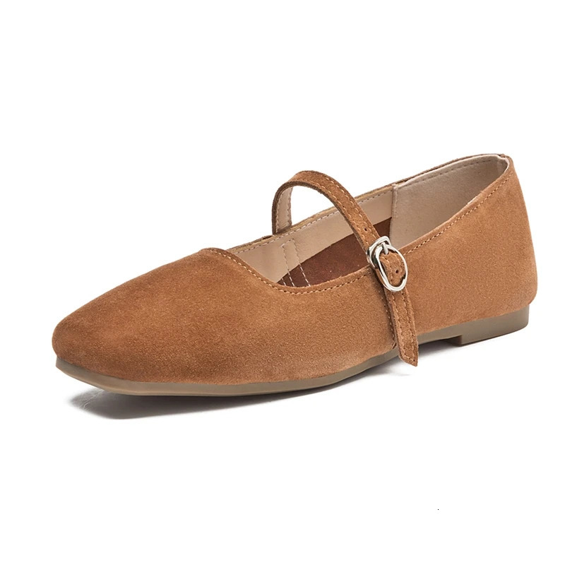 AIYUQI Mary Jane Shoes Women Flat 2025 Spring Shoes Female Genuine Leather Square Head Non-slip Large Size Ballet Shoes Women 250603