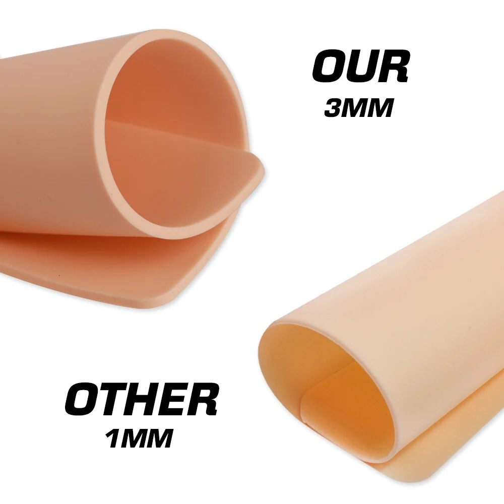 151051PCS 3MM Thick Tattoo Practice Skin Blank Double Sides Silicone Fake Skin Beginner Training Practice Skin Accessories 250604
