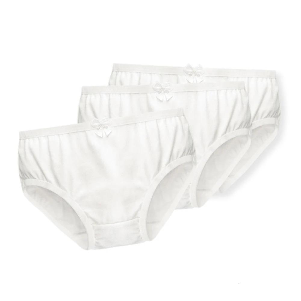 Girls Panties Kids Cotton Underwear Childrens Briefs Short Solid White Color 3Pcs/lot 250604