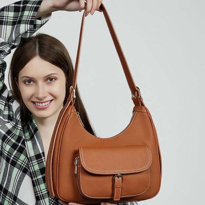 Women Soft Genuine Leather Shoulder Bags High Quality Designer Purse Crossbody Bag Ladies Vintage Messenger Commuting Bag