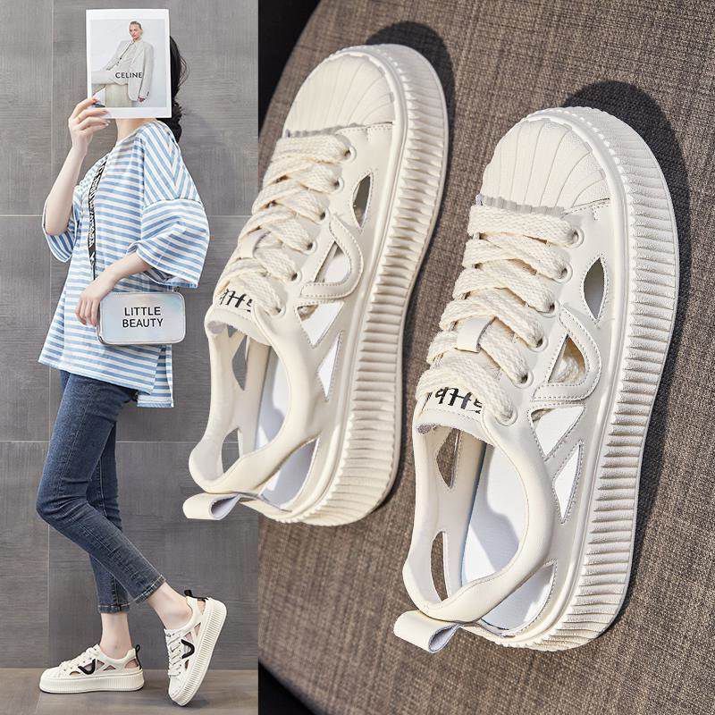 Designer casual shoes White Sneakers for Women 2025 Summer New Breathable Sports Shoes Korean Style Versatile Casual Non-Slip Soft Sole Hollow Out San