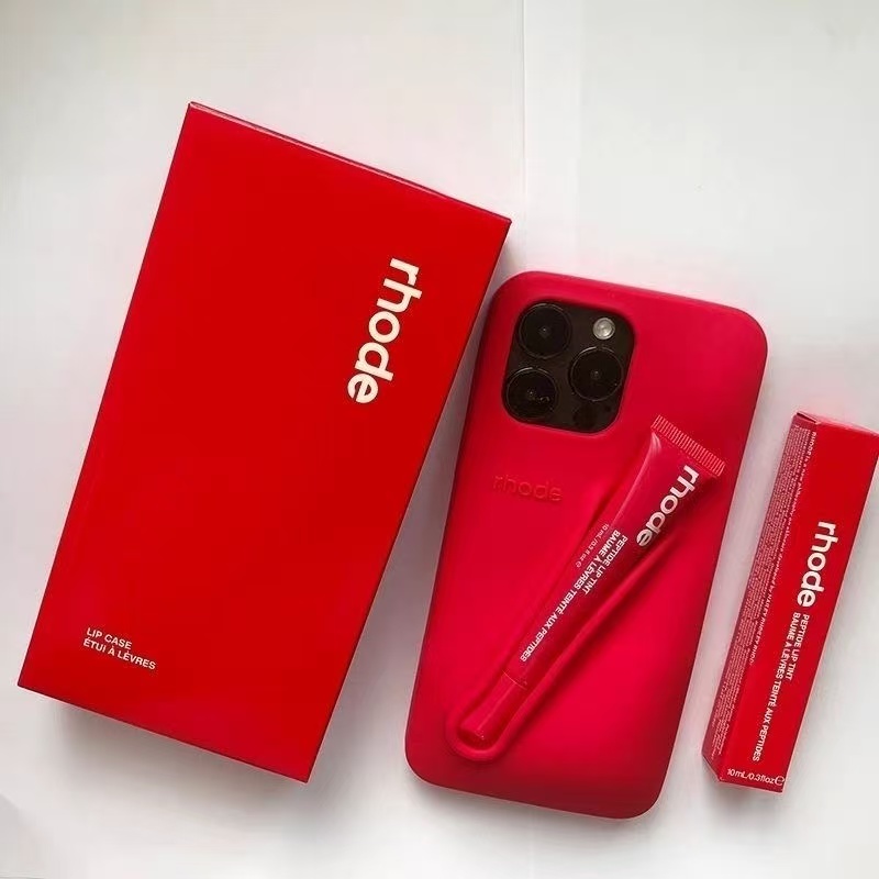 Rhode Case 2-in-1 Lip Gloss/Lipstick/Silicone Phone Case for iPhone 16/15 Pro Max Samsung S23FE/S23ULTRA/S24ULTRA Soft Cover