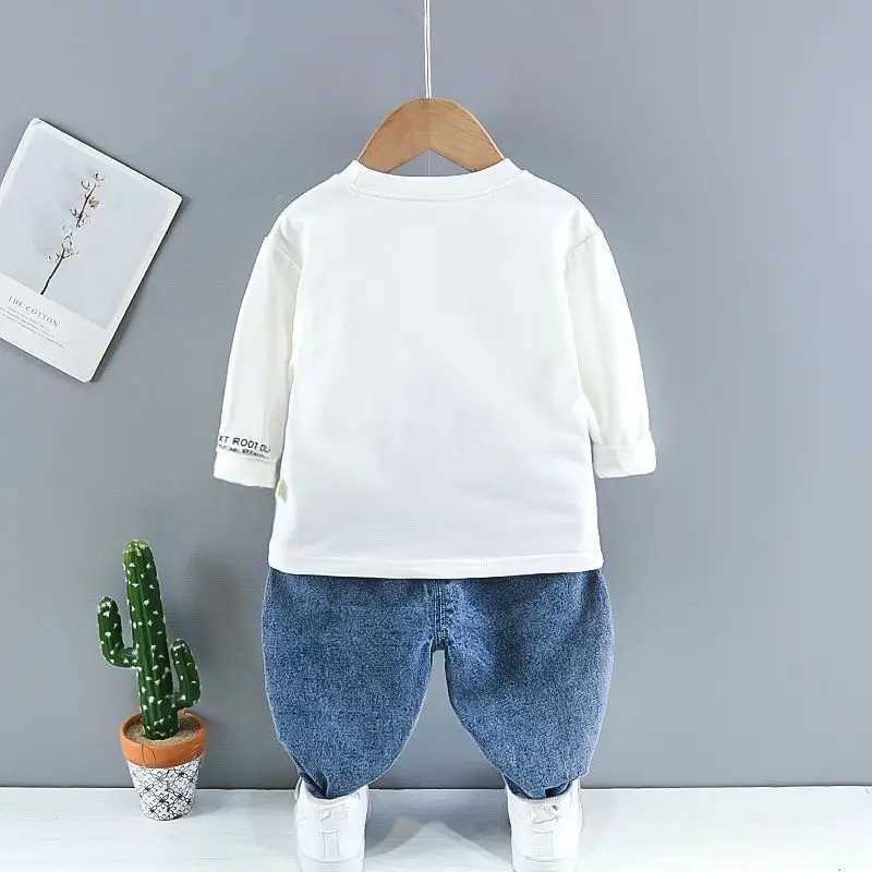 Spring and Autumn Childrens Clothing Set New Boys Baby Cowboy Vest T-shirt Jeans 3-Piece Set 73-110cm R250605