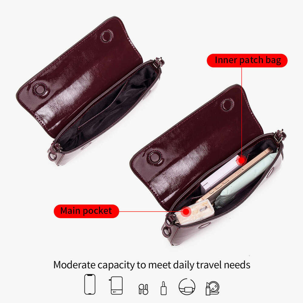 New Fashion Versatile Flap Shoulder High-end Glossy Underarm Bag Simple Commuter Women's Handbag
