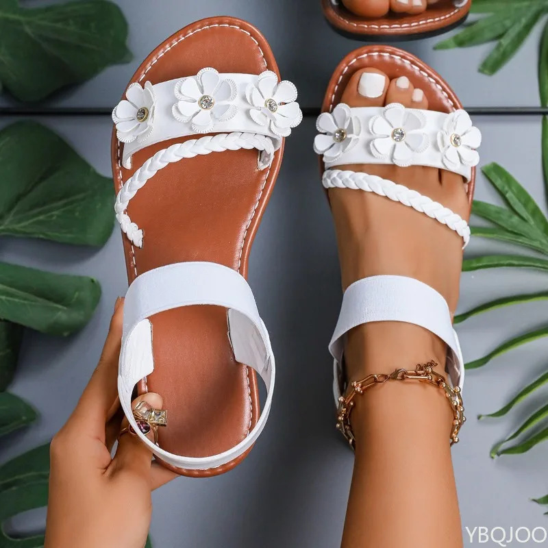 Summer Casual Opentoed Womens Flats Sandals Fashionable Elegant Floral n Comfortable shoes 250605