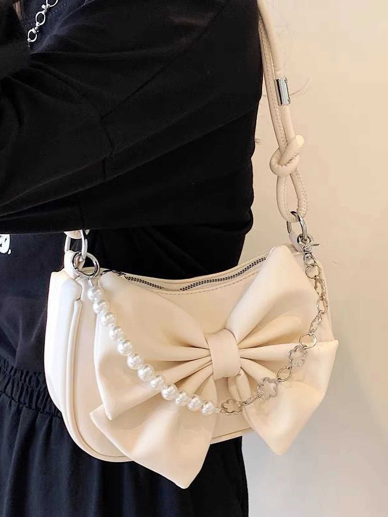 Cute and Sweet Shoulder Bag with Bow Chain Womens Underarm Bag XJ250605