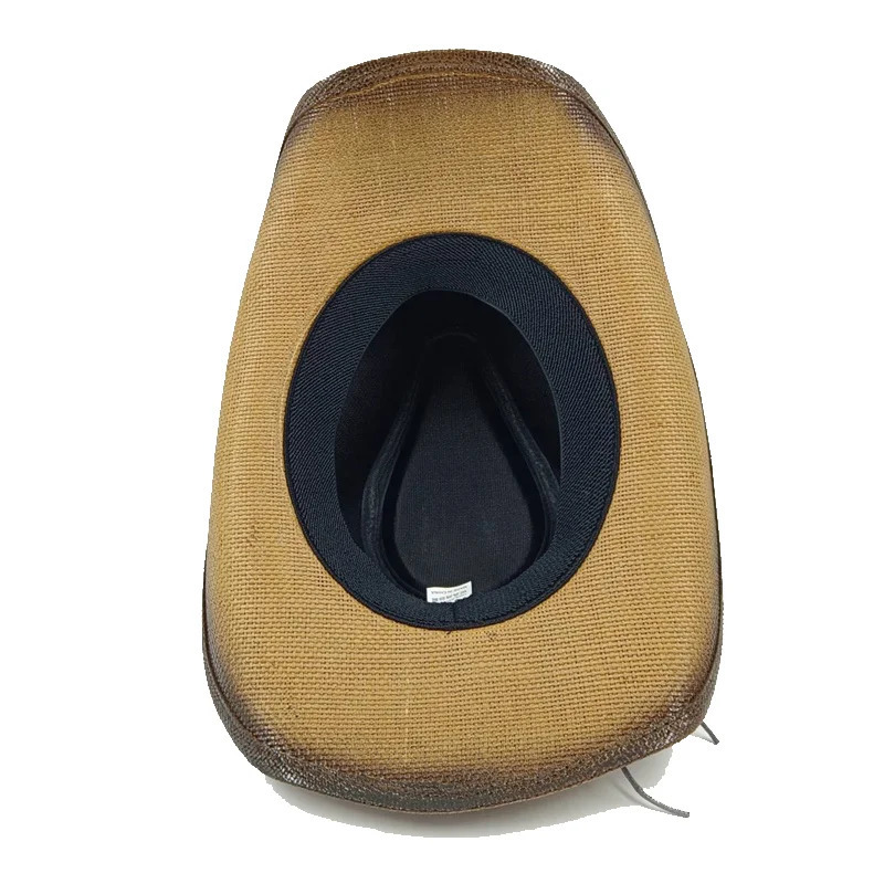 Thickened Cowboy Hat Vintage Straw Hat Mens and Womens Jazz Large Size Cowboy Hat Straw Hat Sun Hat Summer Hat 250604
