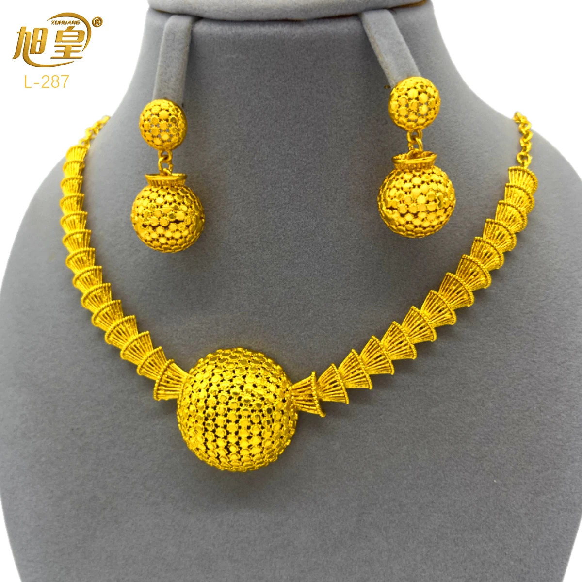 African Bead Necklace Earrings Jewelry Set For Women 24K Gold Plated Dubai Indian Nigeria Bridal Wedding Party Gift Jewellery 250530