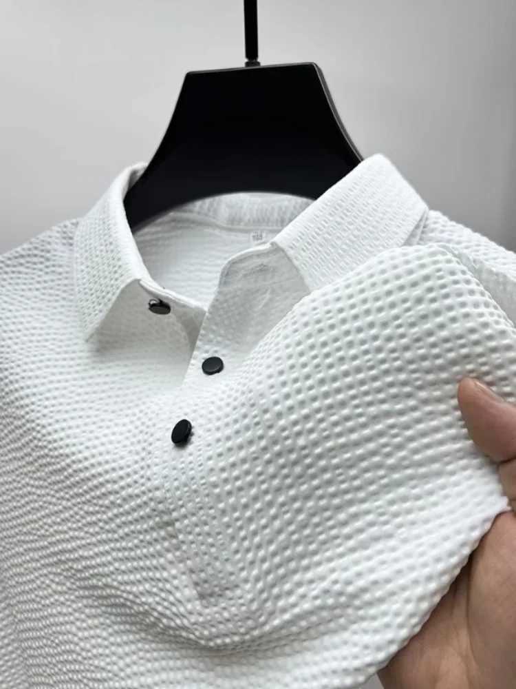 Summer new striped comfortable and breathable POLO shirt for men with lapel buttons high-quality nylon fashionable sporty polo XJ250605