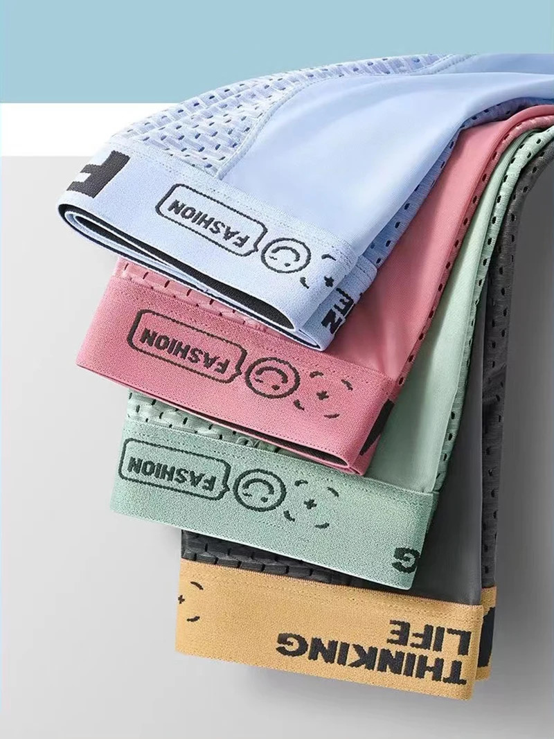4pcs Mesh Ice Silk Boxer Shorts Mens Underwear FASQM Underpants Breathable Sexy Slim Panties Bamboo Lingerie Plus Size L-6XL 250605
