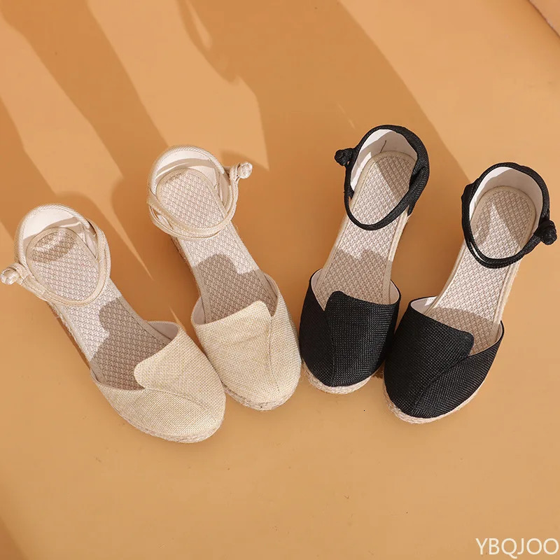 Women Fashion Platform Wedge Sandals Versatile Braided Buckle Breathable Elegant minimalist HighHeeled Shoes 250605