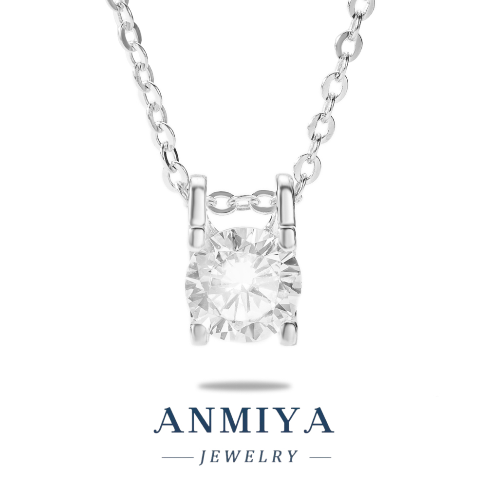 Delicate 925 Silver Jewelry Geometric Zircon Pendant Necklace with Link Chain Design for Fashion