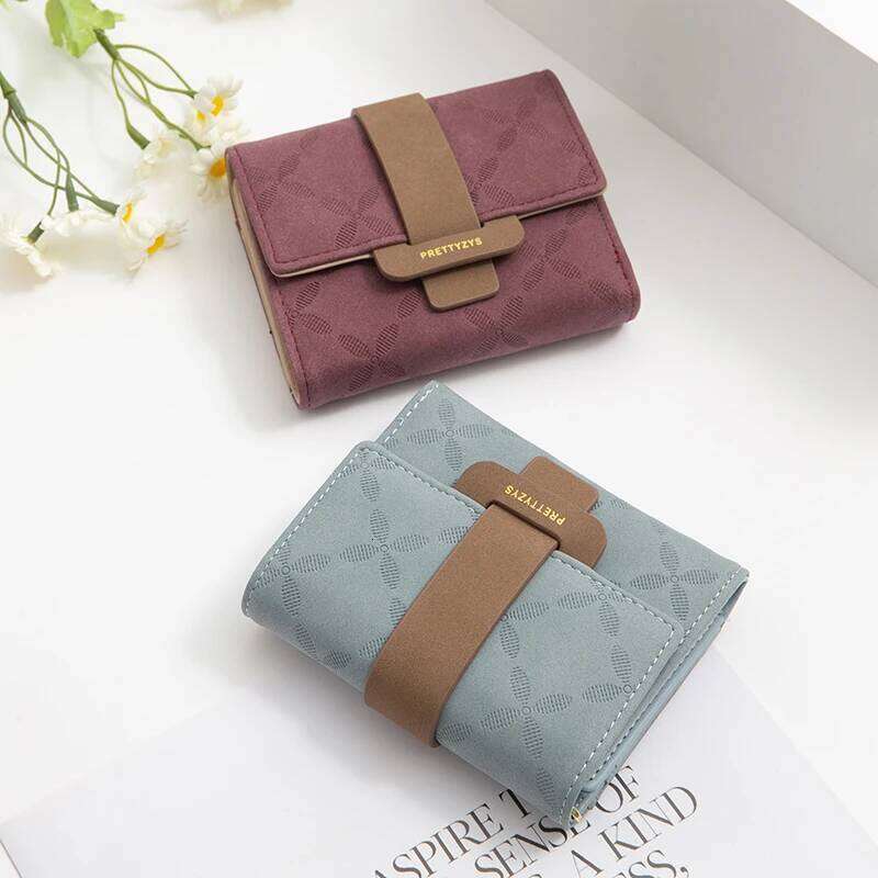 Spring and Summer new purse Korean version printed buckle simple everything folding short women's wallet PU leathe