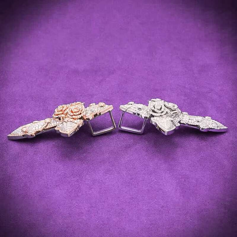 GRA D Color Moissanite Iced Out Mens Cluster Flower Rose Cross Pendant With 925 Sterling Silver