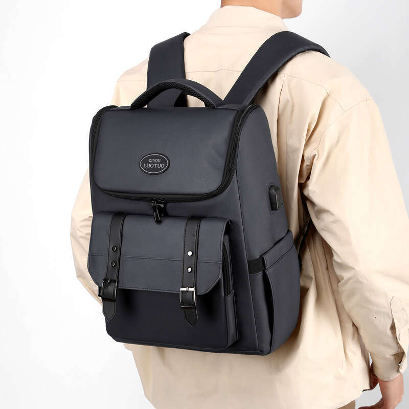 New Casual Laptop with USB, Men's Business Travel Large Capacity Backpack, Student School Bag