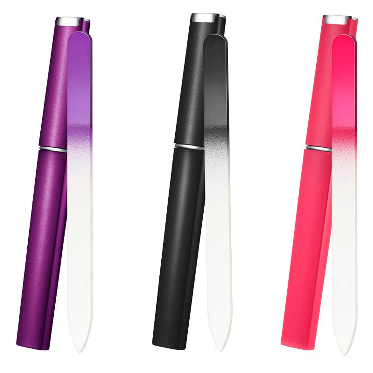 3pcs Crystal Glass Nail File with Case Glass Fingernail File Professional Manicure Tool Washable Reusable Double-Sided 250605