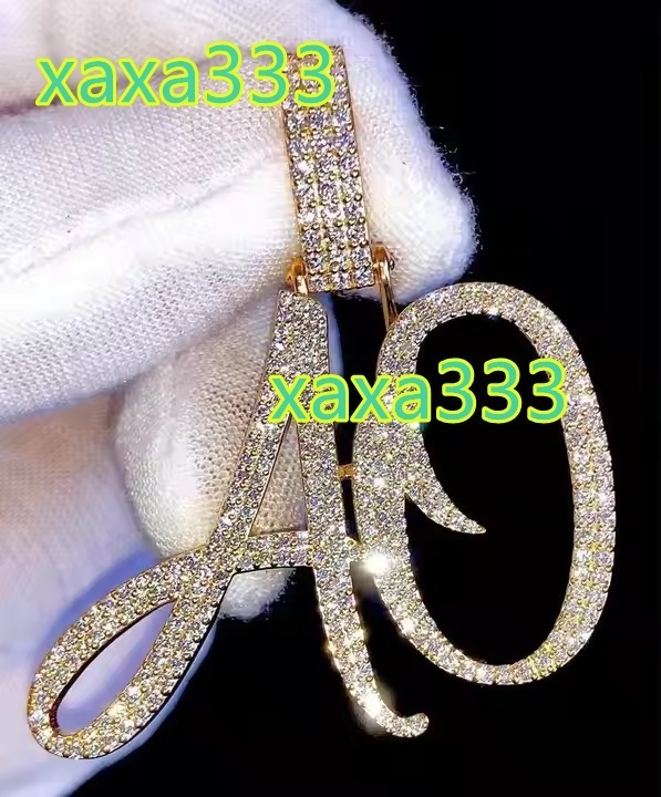Hip Hop Jewelry Initial Letter Pendant VVS Moissanite Pendant Necklace 925 Gold Rose Gold Plated Iced Out Letter Pendants