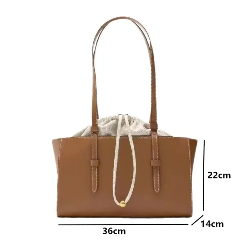 New Leisure Handheld Bag Shoulder Bags PU Leather Fashion Women Versatile Drawstring Closed Top Handle Bags Female Crossbody Bag