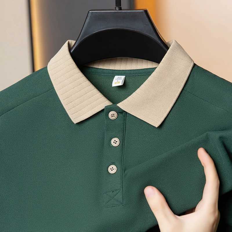Leisure Korean Green Fashion Collar Short Sleeved Polo Shirt Summer Loose Middle Aged and Young Trendy Mens T-shirt XJ250605