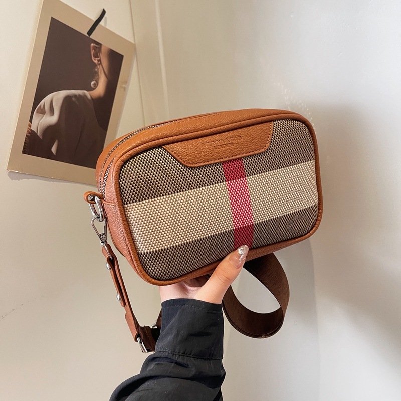 Free Shipping Designer Bag Small For Women 2025New Camera Contrasting Color Small Square Stylish Womens Bag Wide Strap Single Shoulder Crossbody Bag