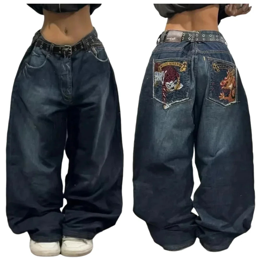 American Fashion Trend Clearance Spot Special Loose Jeans Women Street Y2K Hip Hop Joker Oversized Wideleg Pants Mopping Jeans 250604