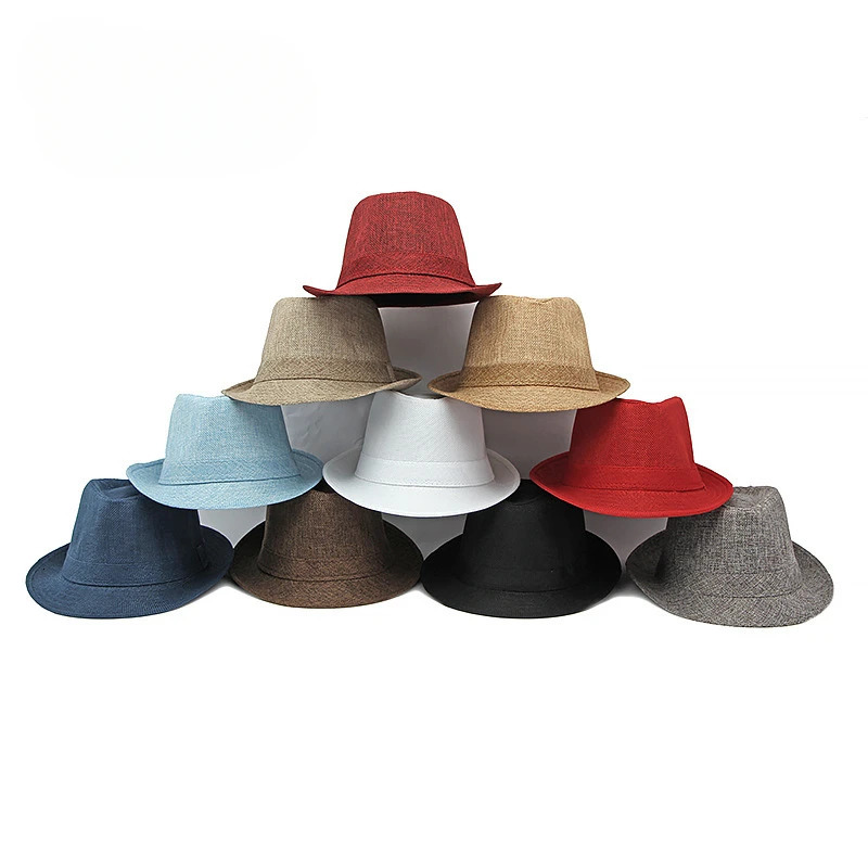Middle-aged Spring and Summer Outdoor Sun Protection Hat Beach Top Hat Female Casual Retro Jazz Linen Hat Fedoras for Man Party 250605