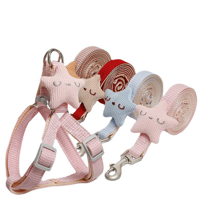 Durable Pet Chest Strap Leash Kit with Houndstooth Pattern & Safety Fasteners