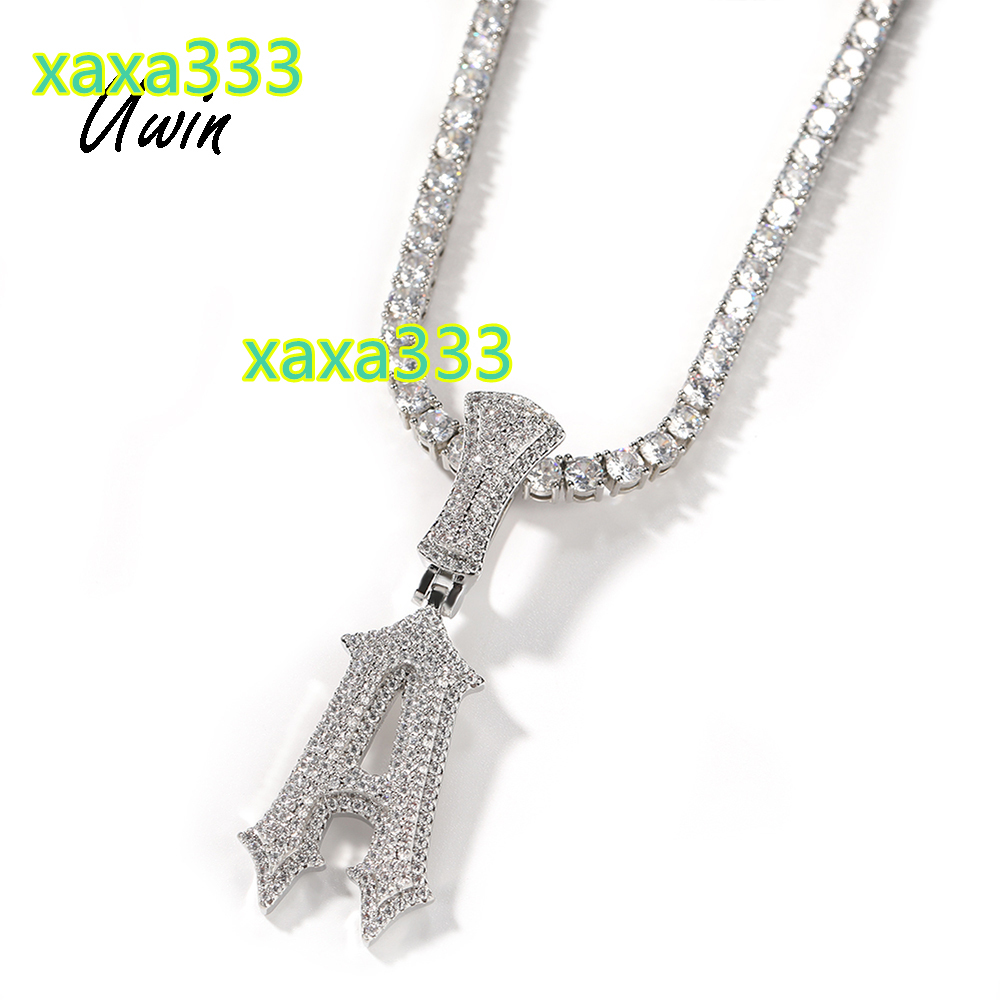 2022 New Initial Letter Pendant A-Z Name Pendant Single Glitch Letter Necklace Women Man Hiphop Jewelry