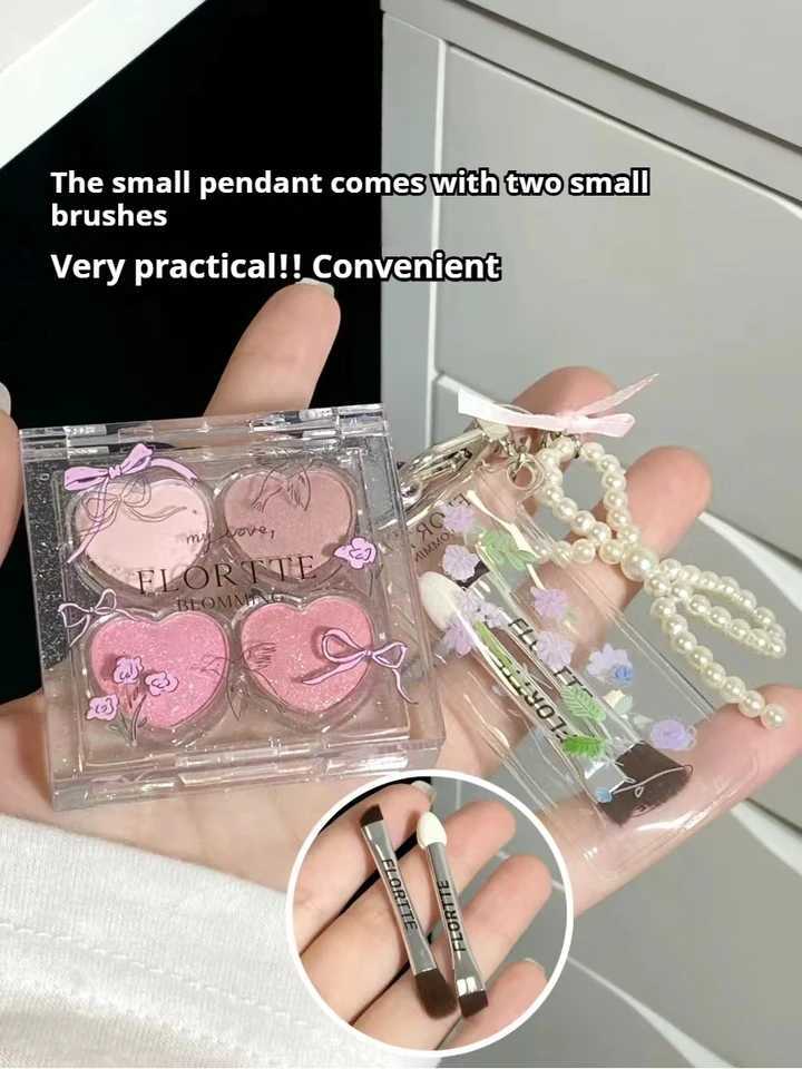 FLORTTE Love Series Eyeshadow 4-color Matte Powder Fine Shimmer Multi-purpose Portable Palette Highlight Blusher Brightening W250605