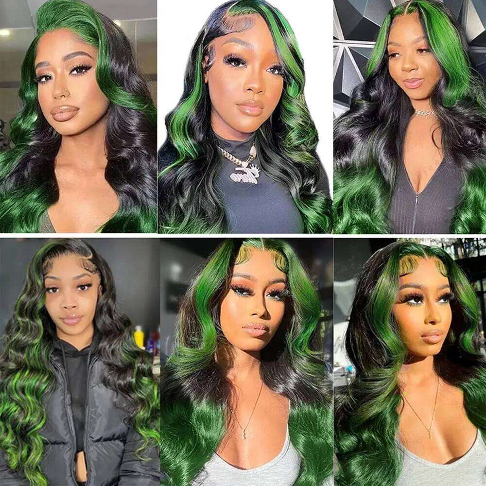 30 40 Inch Green Body Wave Front Wigs 13x4 13X6 HD Lace Frontal Brazilian Colored Highlight Wig Human Hair