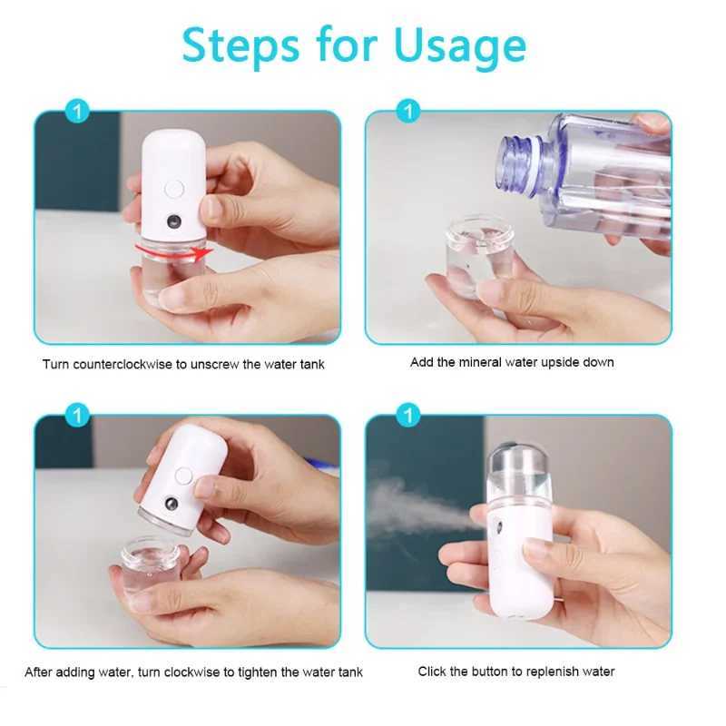 USB Mist Facial Sprayer Humidifier Rechargeable Nebulizer Face Steamer Moisturizing Beauty Instruments Face Skin Care Tools XJ250607