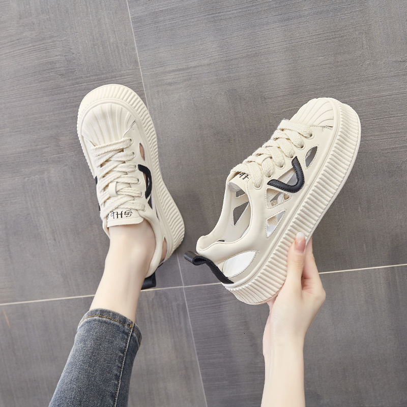 Designer casual shoes White Sneakers for Women 2025 Summer New Breathable Sports Shoes Korean Style Versatile Casual Non-Slip Soft Sole Hollow Out San
