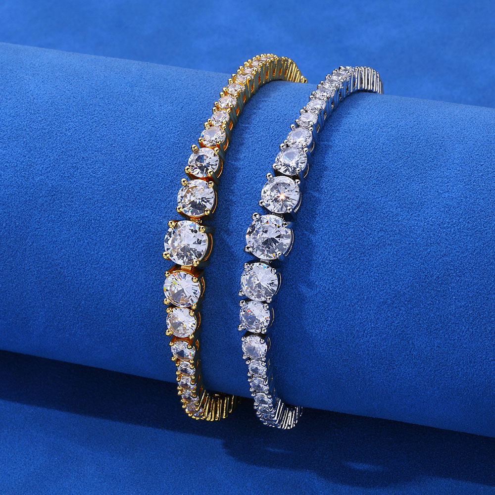 New Gradient Moissanite Tennis Chain Hip-Hop Bracelet Trendy Personality Jewelry Unisex Bracelet Accessories