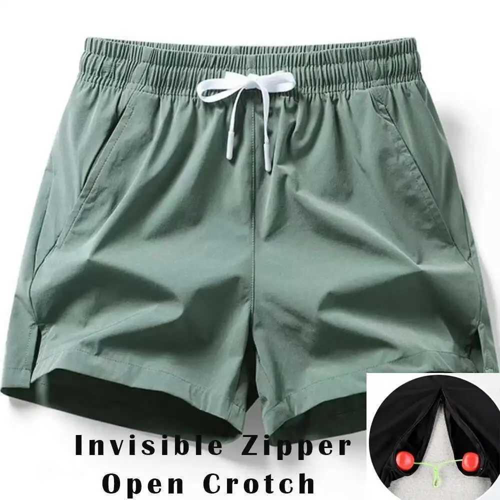 Summer Outdoor Invisible Zipper Open Crotch Casual Ice Cool Shorts Pants for Men Couples Sexual Bottoms XJ250605