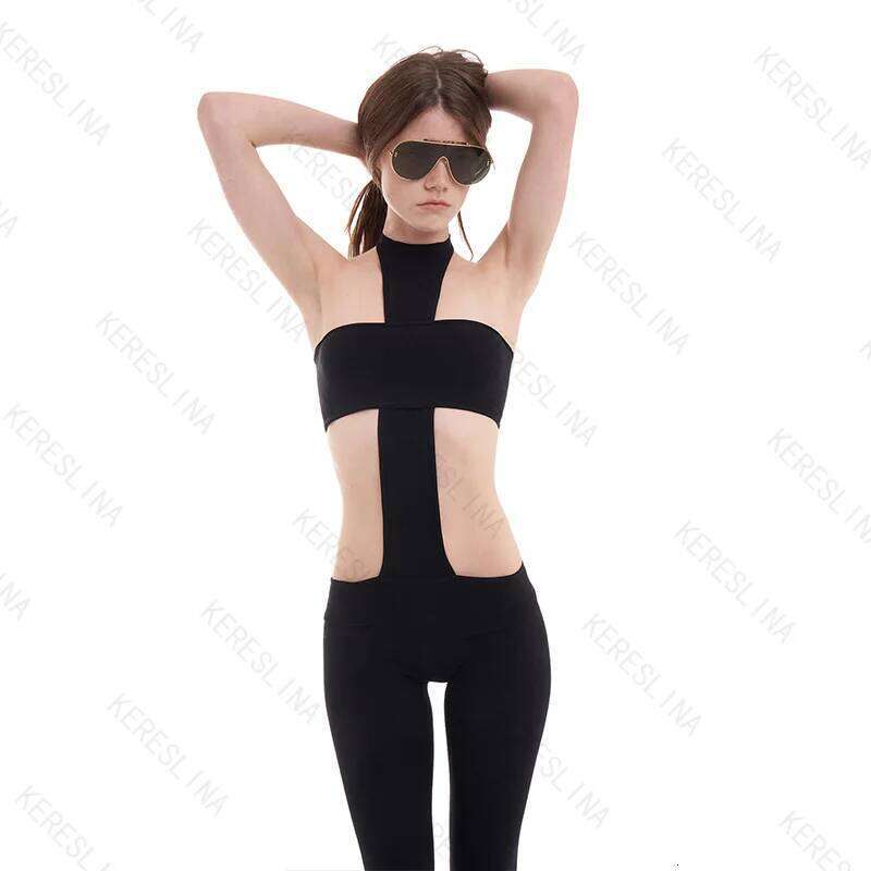 American Style High Street Fashion Sexy Jumpsuit Trousers Punk Retro Halter Neck Slim Womens Tights Y2k Goth Emo Girl Streetwear