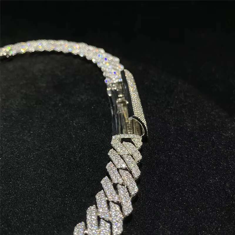 Wholesale 10mm 12mm 14mm Mens Hip Hop Iced Out Diamond Cuban Necklace 925 Sterling Silver D Color Moissanite Cuban Link Chain