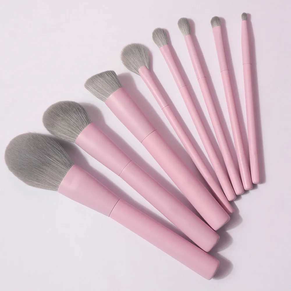 Pink Makeup Brushes Set Synthetic Hair Vegan 8 Pcs Foundation Eye Shadows Blending Powder Make Up Brush Kit Tool W250605