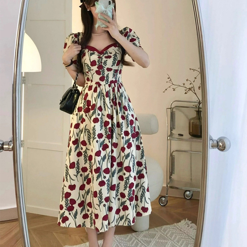 DR230 New summer style high-end temperament waist gentle style petite long skirt