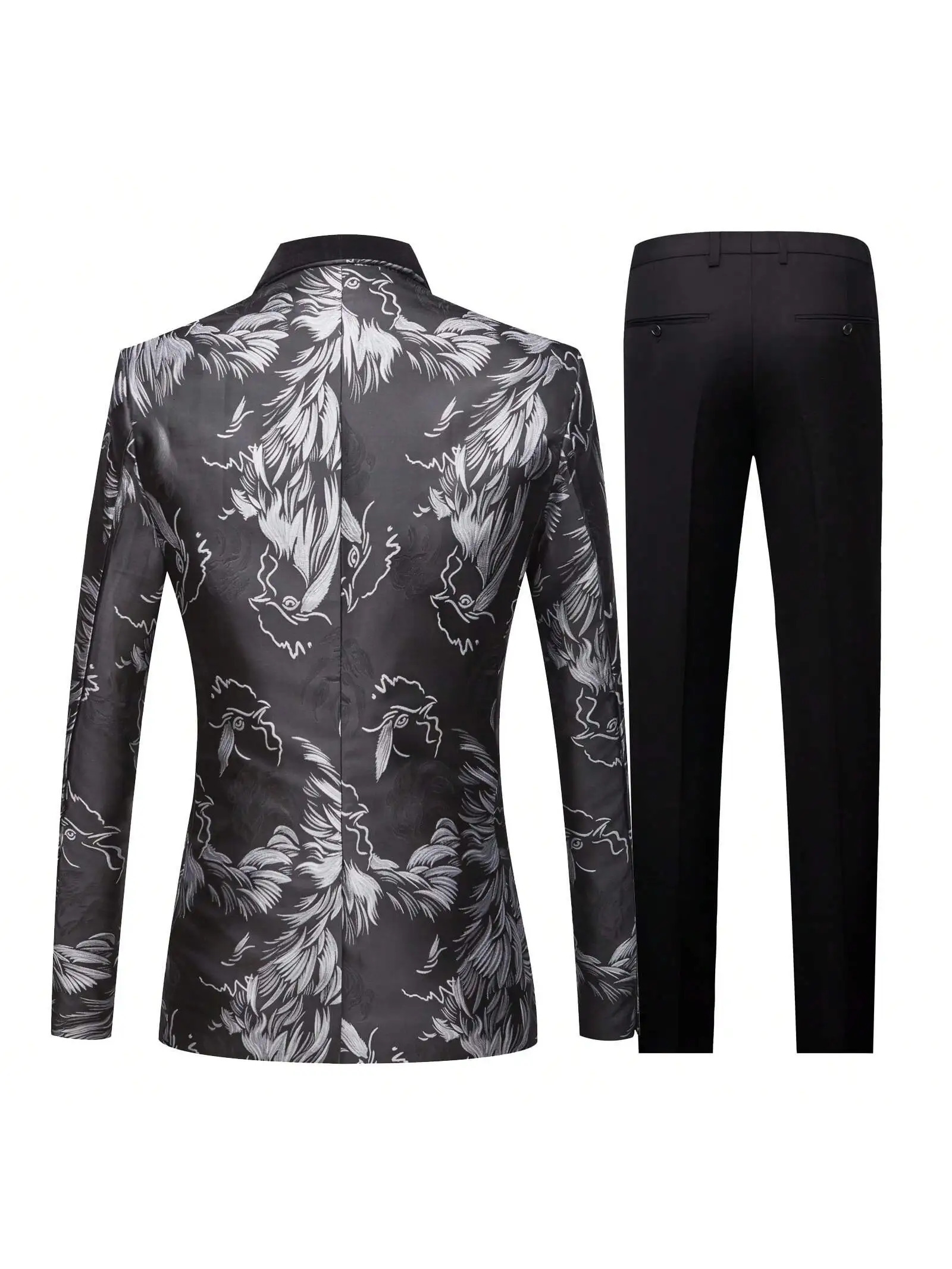 Mens 3 Piece Floral Tuxedo Jacquard Slim Suit Set Paisley Blazer Vest and Pants for Prom Wedding 250530