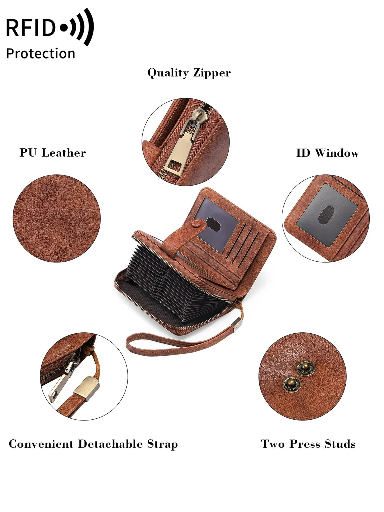 MIYIN Retro Large Capacity RFID Shielded Womens Short Wallet Multi Card Slot Organ Credit Bag Functional Zero 250605