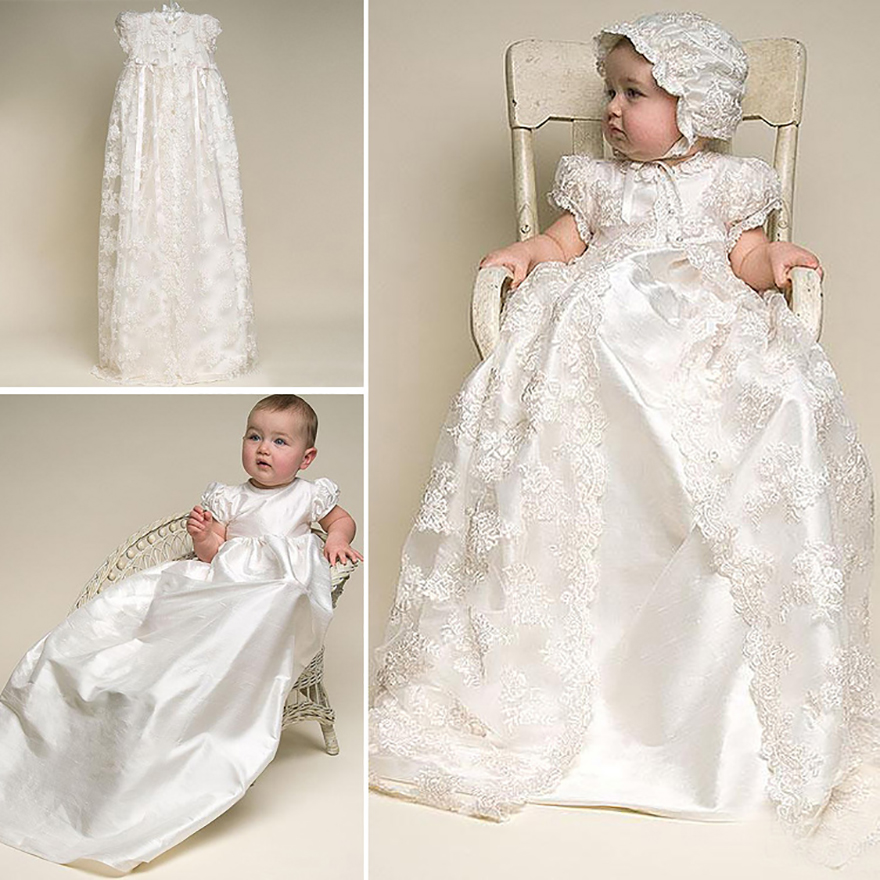 Vintage Baby Girl Dress Baptism Birthday Party Wedding Christening Infant Lace baptism Gown Handcrafted Heirloom gown Set