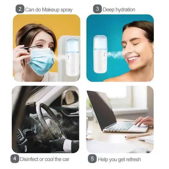 30ML Mini Nano Facial Sprayer Portable USB Nebulizer Face steamer Humidifier Hydrating Women Beauty Skin Care Tools XJ250607