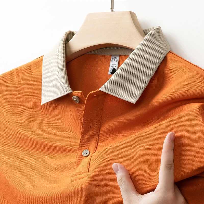 High Quality Brand Lapel T-shirt Solid Color High-end Casual Mens Short Sleeved Polo Shirt TopXJ250605