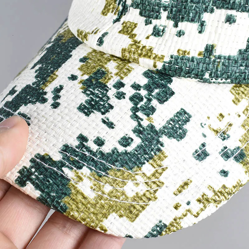 Straw Baseball Cap Male Summer Sun Hat Women 2025 Casual Outdoor Camouflage Print Sun Protection Caps For Men 250603