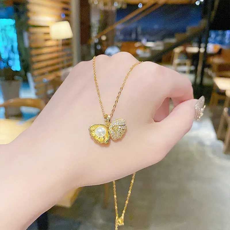 Classic Shell Pearl Necklace Fashion Small Fresh Clavicle Chain Micro-inlaid Simple Versatile Pendant Gift Giving XJ250604