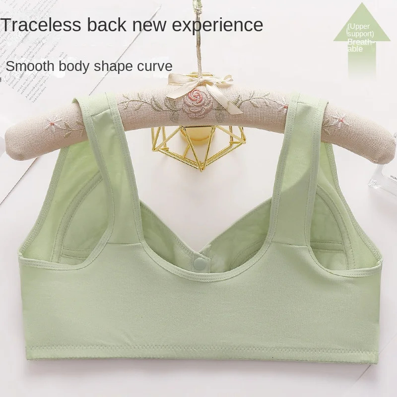 Mother Kid Underwear Vest Bra Large Size Elderly Women Comfortable Breathable No Underwire No Sponge Convenient Front Button Bra 250530