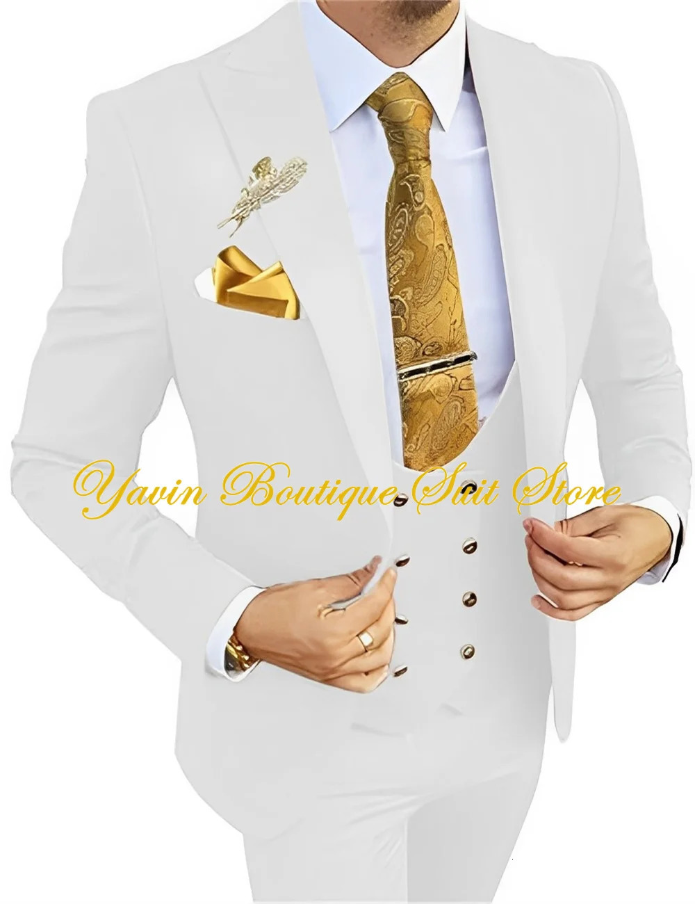 Wedding Mens 3-piece Suit Set Slim Fit Jacket Pants Vest Groom Tuxedo Formal Blazer Elegant Suit for Men 250530