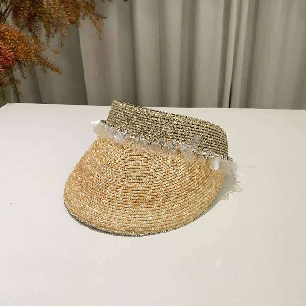 summer Women Visors wheat crownless straw hats Sun Visor sunvisor Beach backless hat Tourism with elastic band at back