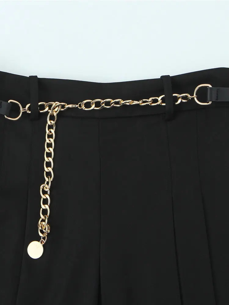 Fashion Women Vintage High Waist Straight Trousers with Belt Female Casual Summer Elegant Knee Length Street Wide Leg Pants 250604